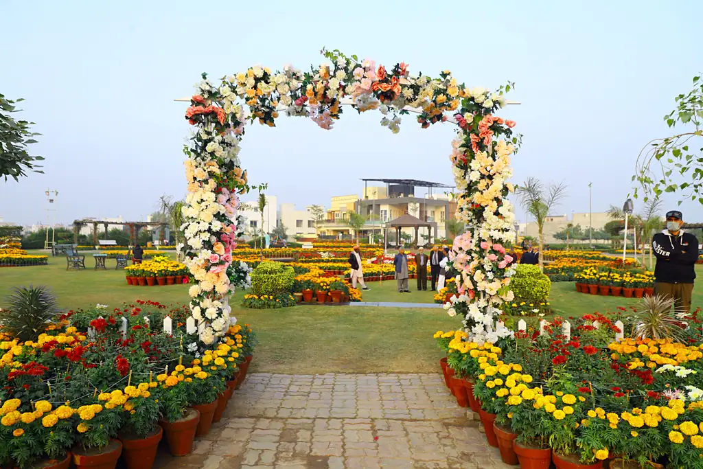 Flower garden entrance in a gated housing society in Multan